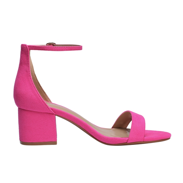 Chunky Low Heel Pump Sandals - FUCHSIA SUEDE - 2